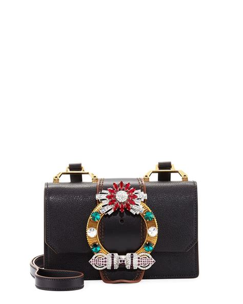 miu miu lady jeweled madras leather shoulder bag|Miu Miu Lady Jeweled Madras Leather Shoulder Bag, Blue.